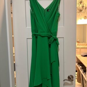 DKNY Green Asymmetrical Wrap Sundress
